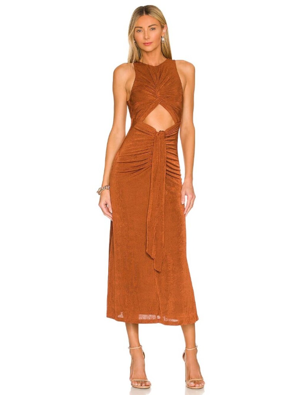 MISHA Thalia Dress in Terracotta Brown